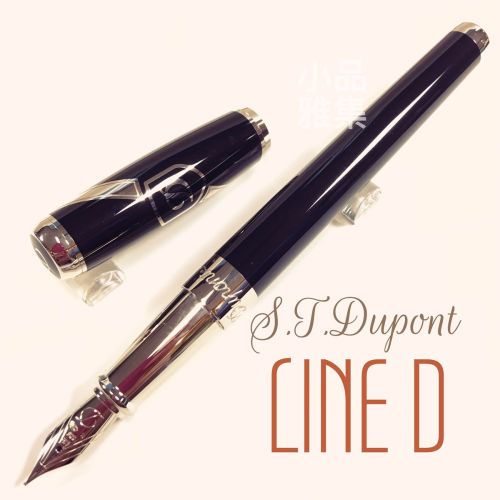 法國 S.T. DUPONT 都彭 LINE D系列 BLACK LACQUER & PALLADIUM 14K鋼筆（筆蓋D)